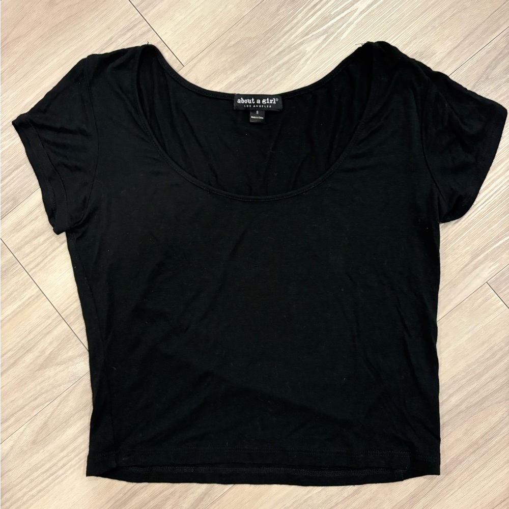 About A Girl Black Scoop Neck Tee